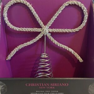 NEW Christian Siriano Bow Silver Tree Topper